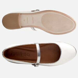 Women's white leather ballet flats, Mary Jane shoes, EU 41/US 10